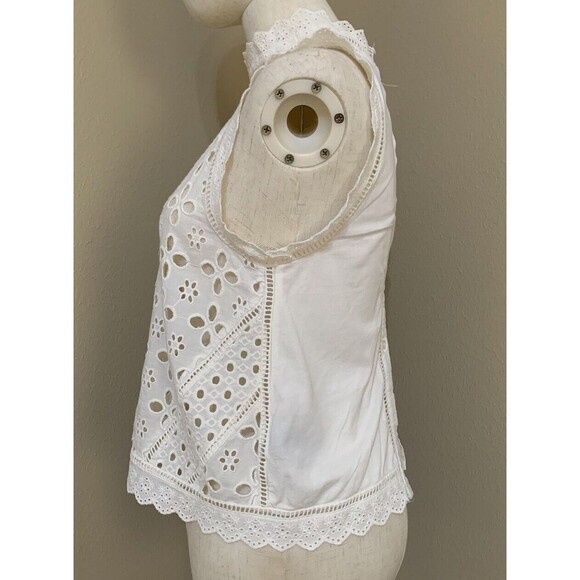 Anthropologie James Coviello Blouse Cream‎ White Lace Women’s Size XS - Picture 4 of 5